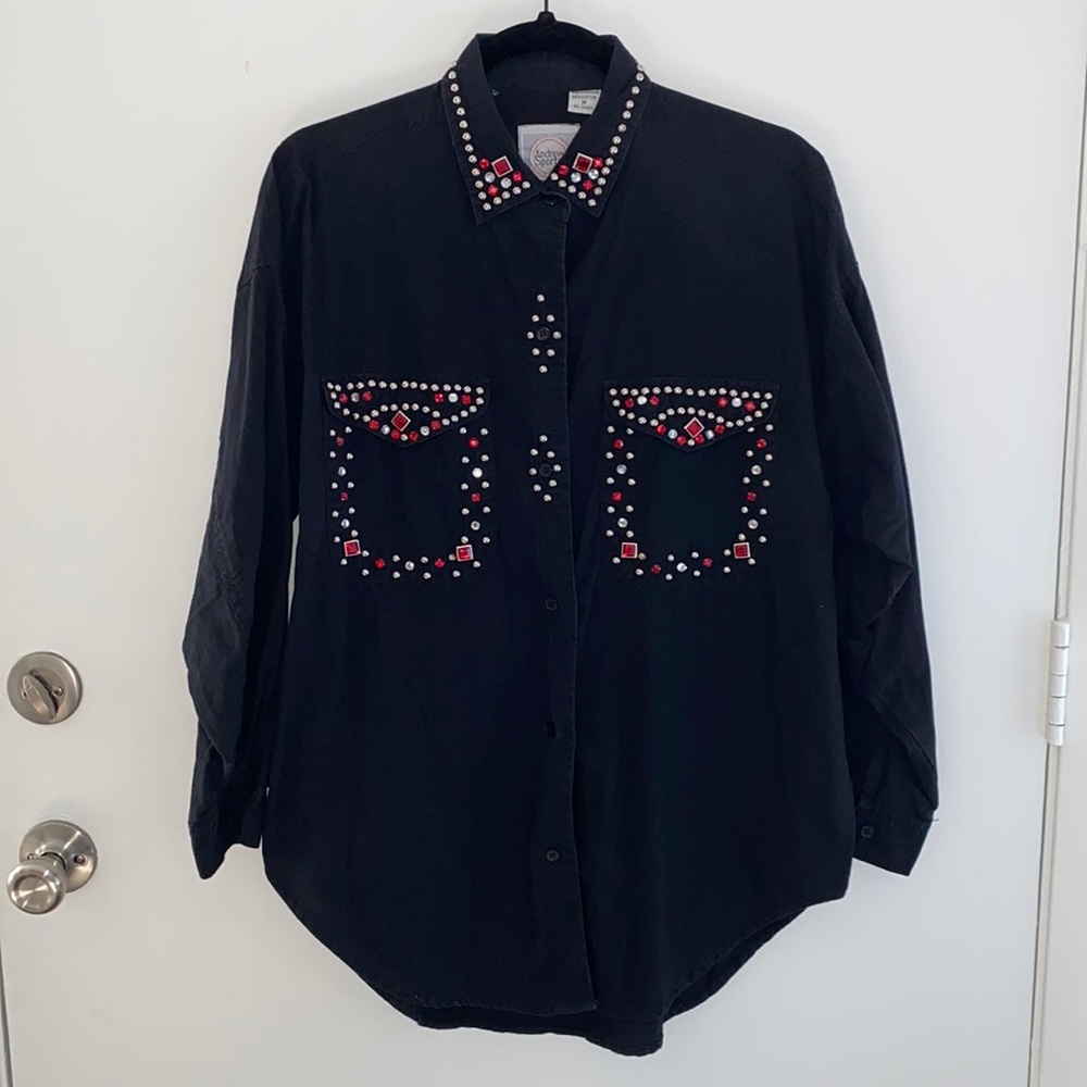 Andrew Sport Vintage Western Bling and Studded Shirt